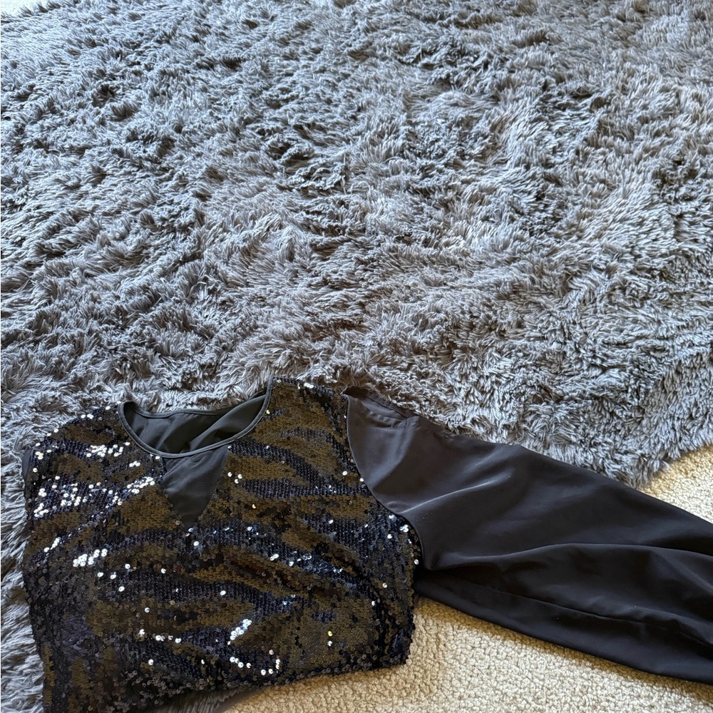 SHEIN Black Sequin Blouse